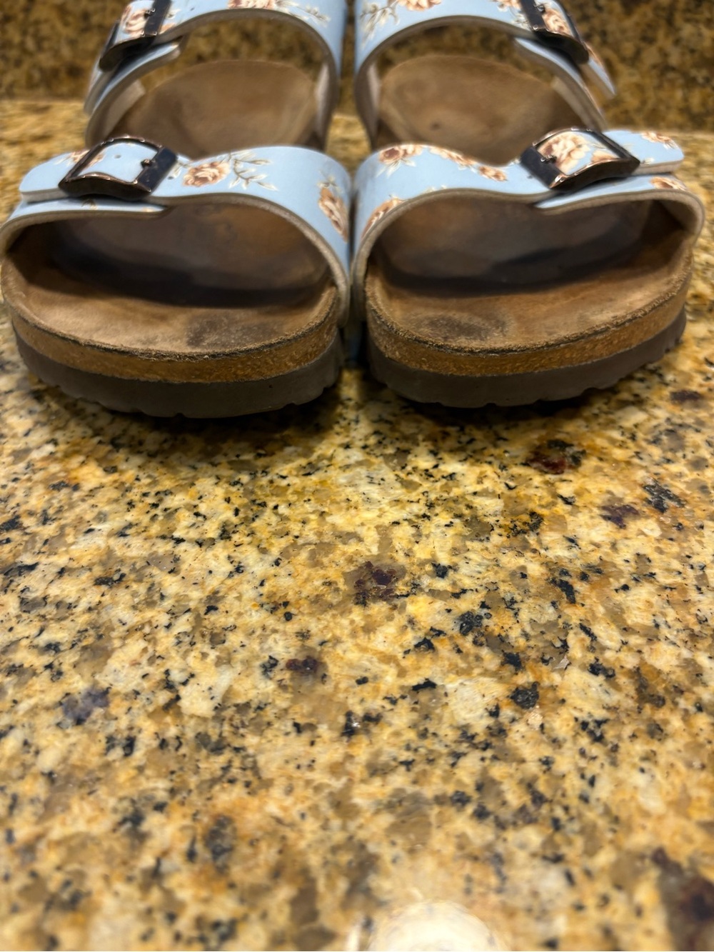 Birkis Birkenstock Blue Floral Michele Double Strap Sandal Size 40 9-9.5 Narrow - Picture 2 of 10